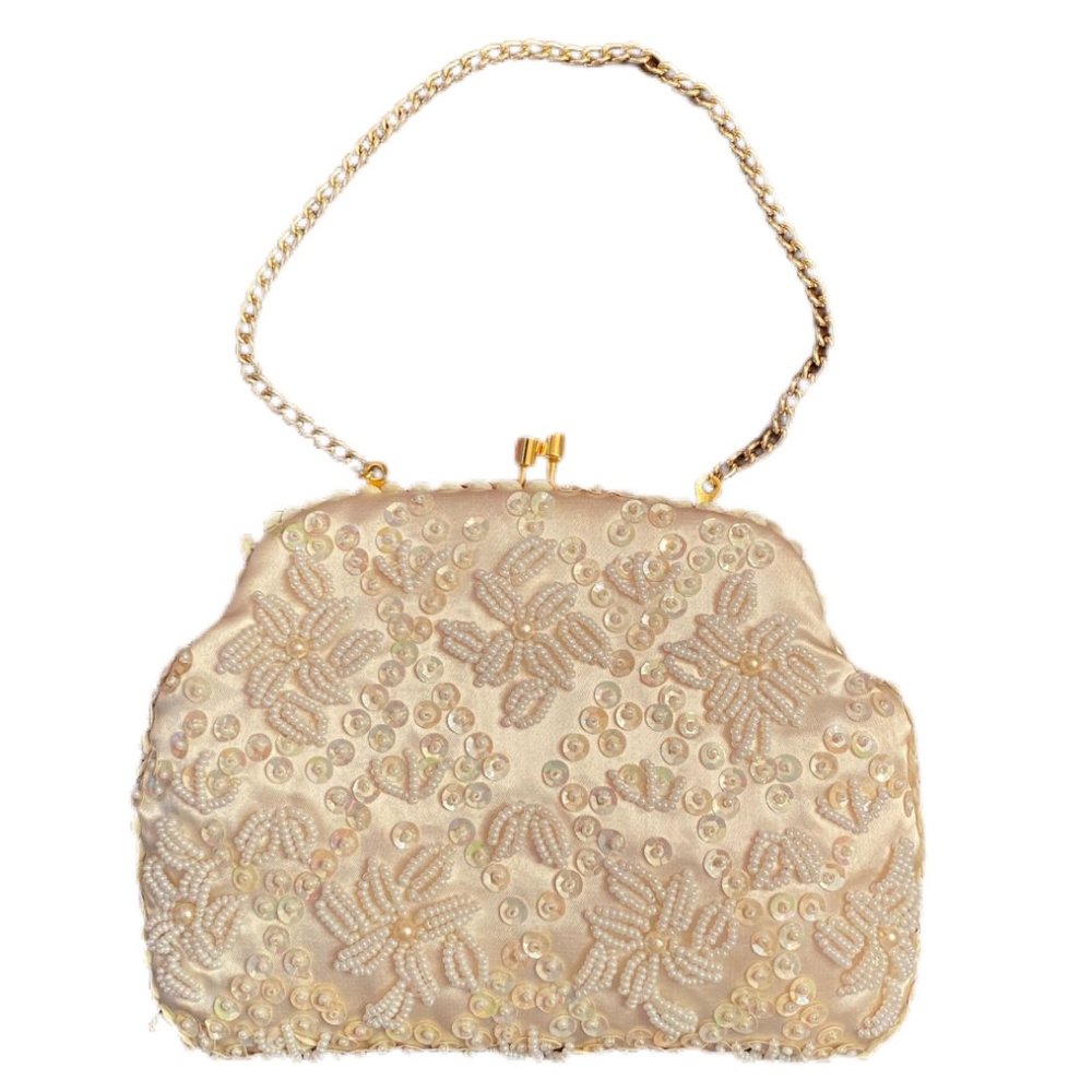 Safco White Sequined Bridal Evening Bag
